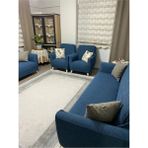 Mediterian Lacivert polyester jakar koltuk ve çekyat örtüsü, 180x230 cm, lastikli ve şık tasarım