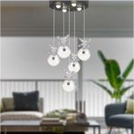 Mediterian Lokken 5'li Yuvarlak 42 Watt Krom Kristal Ledli Modern Oturma Odası Salon Sarkıt Avize - 1 - Ahşap