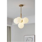 Mediterian Modern balon camlı 5'li avize, eskitme gold detay, şık ve göz alıcı sarı renk tasarım - 1 - Ahşap