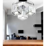 Mediterian Modern Kristal Taşlı 3'lü Karelı Avize, Metal Krom, 30x60, Salon ve Mutfak İçin - 1 - Ahşap