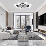 Mediterian Modern Siyah 8'li Yıldız Dekoratif Avize, Salon, Mutfak ve Yatak Odası İçin 8'li Metal Aydınlatma - 1 - Ahşap