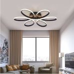 Mediterian Modern siyah LED tavan lambası, şık ve dekoratif aydınlatma, 10 ampüllü, 50x45 boyut - Ahşap