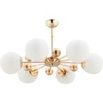 Mediterian Nairobi 6'lı Gold Kasa Beyaz Glop Camlı Modern Avize, Metal, 6 Ampüllü, Şık ve Şık Tasarım - 1 - Ahşap