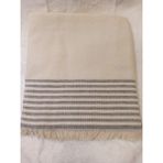 Mediterian Pamuklu koltuk şalı 170x220 cm, bej renk, şık ve koruyucu, Buldan bezi, rahat kullanım