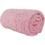 Mediterian Pembe Kabartmalı Battaniye 90x110 cm, İnce ve Peluş, Yumuşak Dokunuş, Polyester Malzeme - 30 x 40 cm - --