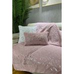 Mediterian Pembe peluş ve varak detaylı koltuk ve şal seti 100x160, rahat ve şık tasarım