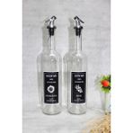Mediterian Şeffaf 750 ml cam şişe, çiftli, dibi çukur, bej renkli, sıvı yağ şişesi