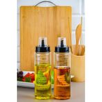Mediterian Şeffaf cam yağdanlık, 450 ml, damlatmaz, sirkelik, 2 parça, beyaz renk - Ahşap - 1 lt