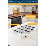 Mediterian Şeffaf Kristal Lego Stand Çok Amaçlı Düzenleyici 24'lü Set, Şık Tasarım - Ahşap - 1 lt