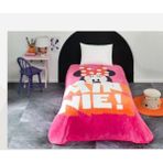 Mediterian Sevimli Minnie Mouse baskılı yumuşak pembe battaniye, solmaya dayanıklı polyester materyal