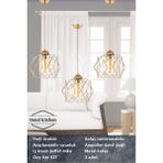 Mediterian Şık 3'lü metal bal mumluk seti, altın renk, cam detaylı, 12x21 cm - Ahşap