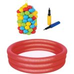 Mediterian Şişme Süper Eglenceli Oyun Seti 122 cm Havuz + 100 Adet 6cm Top Pompa 151-200 cm 0-1 L 151-200 cm K - Kırmızı