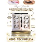 Mediterian Takma Kirpik Seti 6 Farklı Model ve 2 Renkli Kalem, Yapıştırıcı Hediye, Uzunluk Etkisi