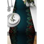 Mediterian Yeşil Yılbaşı Runner Masa Örtüsü, Şık ve Şenlikli Dekor, 40x140 cm - 10 x 10 cm