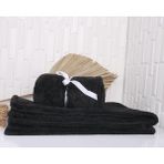 Mediterian Yumuşak siyah 120x170 ev dekoru battaniyesi, polyester, solmaya dayanıklı