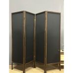 Meditroia Paravan Seperatör Panel Kumaş Paravan Ara Bölme Aparat 4 Kanat Siyah - 200x150 - Ahşap - Ceviz