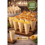 Medium Bambu Sunum Korneti 12,5x7 cm Doğal Sunum Külahı Kokteyl Catering Finger Food Sunumluk