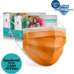 Medizer 3 Katlı Spunbond Kumaş 100 Adet Burun Telli Turuncu Full Ultrasonik Cerrahi Ağız Maskesi
