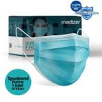 Medizer 3 Katlı Spunbond Kumaş 50 Adet Burun Telli Mavi Full Ultrasonik Cerrahi Ağız Maskesi