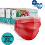 Medizer Kırmızı Meltblown Kumaş Full Ultrasonik 3 Katlı Cerrahi Maske - Burun Telli - 150 Adet
