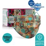 Medizer Osmanlı Kumaş Desen Full Ultrasonik Cerrahi Maske 3 Katlı Meltblown Kumaş - Telli - Çok Renkli - 50 Adet Osmanlı Kumaş Deseni