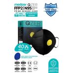 Medizer Qzer Siyah 5 Katlı Ventilli Ffp2 Nr Toz Maskesi 40 Adet