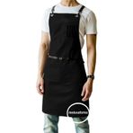 medusaforma Çapraz Askılı Mutfak Önlüğü Master Chef Cafe Restaurant Şef Garson Aşçı Kuaför Barista Önlük - Siyah