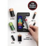Medushop Evrensel Pil Test Cihazı Aa Aaa C D 9V Pil Ölçer Mini Pil Seviye Ölçüm Test Aparatı - Siyah