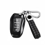 MEDZUK 5 renkli anahtar kılıfı, Peugeot 208 II e-208 2020-2024 2025 ile uyumlu araba anahtarı kılıfı, anahtarlık, aksesuar, koruyucu kılıf, Siyah, S