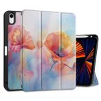 MEEgoodo iPad Air 5. Nesil Kılıf/iPad Air 4. Nesil Kılıf 10,9 inç 2022 2020, Kalem Tutacağı ve Üç Katlı Stand ve Yumuşak TPU Arka Kapak Kız Erkekler, Alan Gökkuşağı Gelincikleri için Tablet Kabuğu