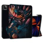 MEEgoodo iPad Pro 12.9 Kılıf M2 6./5./4./3. Nesil 2022 2021 2020 2018, Çocuklar için Yumuşak Arka Kabuklu Koruyucu Tablet Kılıfı, Demet Çiçekler