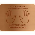 Meepo Statik Elektrik Topraklama Levhası Çift El 20*25 cm 1 mm (Elektrolitik Bakır Üzeri Lazer Kazıma) Iş Güvenliği Ekipmanı. - 20 x 25 cm
