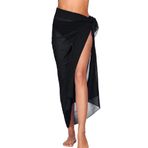 MeeQee Sarongs kadınlar için Beachwear şifon plaj şal Bikini Cover Up uzun eşarp şal yarım mayo pareo şal etek yaz için, siyah, One Size
