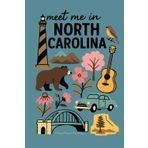 Meet Me in North Carolina: A Scenic Notebook of Bears, Bluebirds & Dogwoods: 150-Page Lined Journal Featuring State Icons Like Cape Hatteras, Blue Ridge Mountains & More