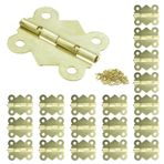 MEETOOT 20 adet Mini kelebek menteşe 30mm 1.2 "90 derece 80 adet vidalar takı kutusu ahşap kutu dolap çekmece donanım