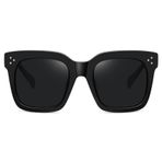 MEETSUN Kadınlar için Vintage Kare Güneş Gözlükleri, Büyük Boy Moda Retro Tasarımcı Tonları Büyük Trend UV400 Sunnies düz lens, A1-siyah Çerçeve / Gri Lens, Large