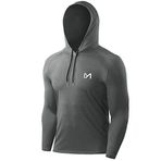MEETYOO Erkek spor tişörtü, fonksiyonel tişört, uzun kollu, koşu tişörtü, erkek fitness tişörtü, nefes alır, koşu, jimnastik, koşu için Gri XL