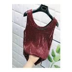 Mefa basic Bordo Parlak Payetli Bluz