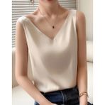 Mefa Saten Bluz - XS - 130-Krem Rengi