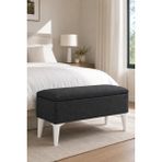 Mefaks Tekstil Sandıklı Bench Puf Antrasit - Kapaklı Ahşap Ayaklı Fonksiyonel Oturma Pufu, Yatak Ucu & Antre - 100 cm