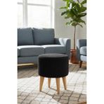 Mefaks Tekstil Yuvarlak Plastik Ayaklı Puf, Tabure Salon & Oturma Odası Içi Dekoratif Puf Siyah - 40 x 50