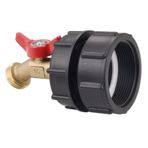 Mefape 275-330 Galon IBC Tote Su Deposu Adaptörü, 2.44 '' İnce Dişli Hortum Kapatma Vanası, IBC Tote Bahçe Hortum Adaptörü 1/2 "NPT w/3/4 GHT Pirinç Su Tıkaç Küresel Vana, Hortum Bağlayıcı Bahçe Bataryası