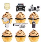 MEFENG Polis Cupcake Süsü, Polis Cupcake Süsü, Erkek Çocuk Doğum Günü Cupcake Süsü, Polis Temalı Parti Dekorasyon Malzemeleri - 18'li Set