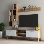 Mega 180 lik Kitaplıklı Raflı Tv Ünitesi Çam-Beyaz - TVU0303