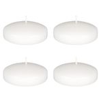 Mega Candles 4 adet Kokusuz Beyaz Yüzen Diskli Mum, Elle Dökülen Parafin Mum Mumları 7 cm Çapında, Ev Dekoru, Düğün Resepsiyonları, Bebek Duşları, Doğum Günleri, Kutlamalar ve Parti Hediyeleri