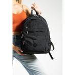 Mega Çanta Mega Klinkır Çok Gözlü Geniş Hacimli Suya Dayanıklı Kumaş Unisex Siyah Okul Çantası Sırt Çantası - 000-Siyah - 42X30X16