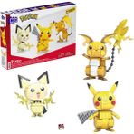 Mega Construx# Pokémon# Yap ve Oyna Figürler, Pikachu'nun Üç Evrimi yapı seti, çocuklar için yapı oyuncakları GYH06