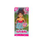 Mega Sevimli Mini Bebek Kumral Yeşil Çiçekli Elbise - Renkli