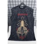 Megadeth Baskılı Yıkamalı Kolsuz Tişört, Unisex Rock Band Temalı Vintage Sıfır Kollu Atlet - Siyah - XL
