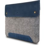 MegaGear Hakiki Deri ve Keçeli Macbook Pro Kılıfı 15-16 inç - 39 x 28 x 1,5 cm - Lacivert